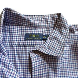Polo by Ralph Lauren Men's Purple and White Checkered Shirt